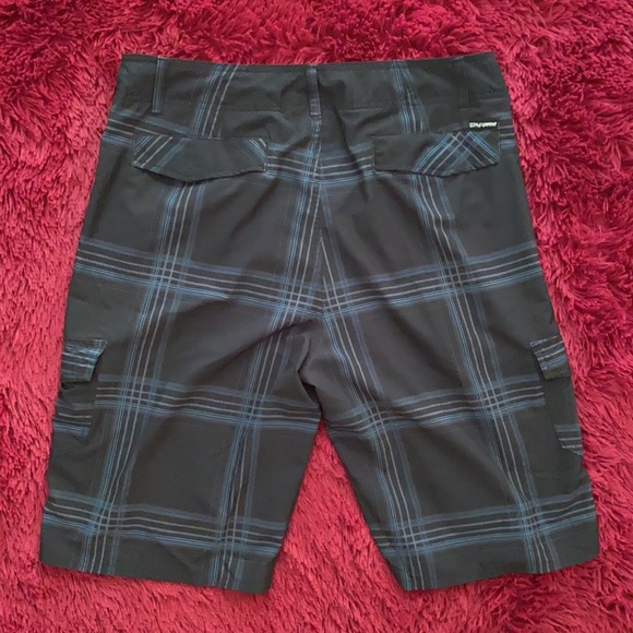 Ocean Current plaid black, grey, ice blue shorts - Picture 6 of 15
